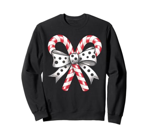 Coquette Bow Tie Candy Cane Bow Christmas Holiday Women Girl Sweatshirt Coquette Bow Tie Candy Cane Bow Christmas Holiday Women Girl Sweatshirt von Retro Coquette Bow Tie Candy Cane Christmas Vibes