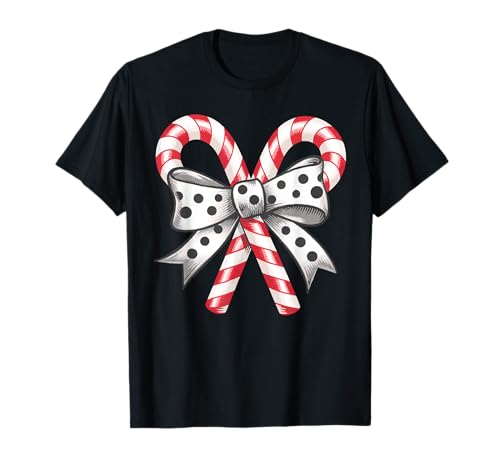 Coquette Bow Tie Candy Cane Bow Christmas Holiday Women Girl T-Shirt Coquette Bow Tie Candy Cane Bow Christmas Holiday Women Girl T-Shirt von Retro Coquette Bow Tie Candy Cane Christmas Vibes