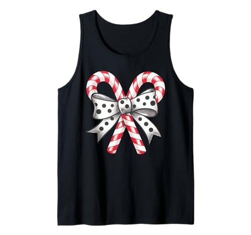 Coquette Bow Tie Candy Cane Bow Christmas Holiday Women Girl Tank Top Coquette Bow Tie Candy Cane Bow Christmas Holiday Women Girl Tank Top von Retro Coquette Bow Tie Candy Cane Christmas Vibes