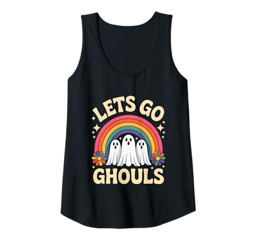 Damen Halloween Lets Go Ghouls Ghost Retro Kostüm Damen Mädchen Kinder Tank Top von Retro Costume Vibes
