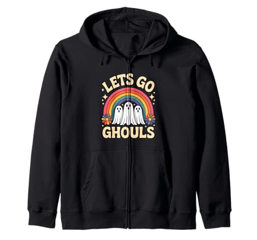 Halloween Lets Go Ghouls Ghost Retro Kostüm Damen Mädchen Kinder Kapuzenjacke von Retro Costume Vibes