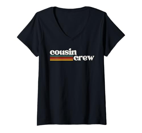 Damen Cousin Crew for Cousins Fun Kids Gathering Nephews Boys T-Shirt mit V-Ausschnitt Damen Cousin Crew for Cousins Fun Kids Gathering Nephews Boys T-Shirt mit V-Ausschnitt von Retro Cousin Crew for Girls Floral Cute Reunion