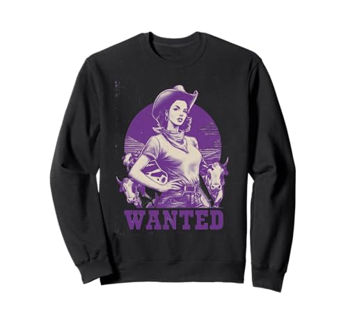 Retro Cowgirl Wanted Poster für Frauen Sweatshirt von Retro Cowgirl Wanted Poster Co.