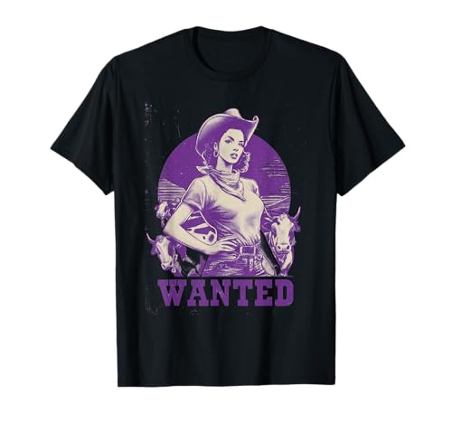 Retro Cowgirl Wanted Poster für Frauen T-Shirt von Retro Cowgirl Wanted Poster Co.