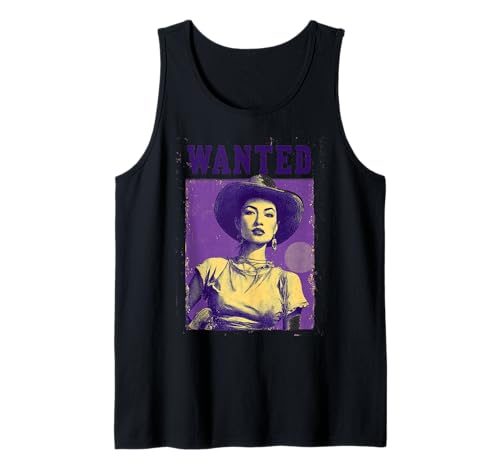 Retro Cowgirl Wanted Poster für Frauen Tank Top von Retro Cowgirl Wanted Poster Co.