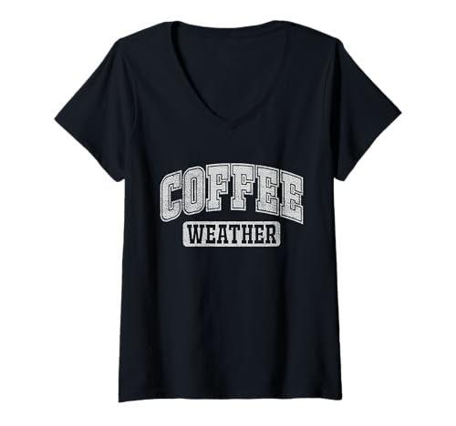 Damen Cozy Barista im Vintage-Look bei Kaffeewetter T-Shirt mit V-Ausschnitt Damen Cozy Barista im Vintage-Look bei Kaffeewetter T-Shirt mit V-Ausschnitt von Retro Cozy Coffee Lover by TheMaeshtetics