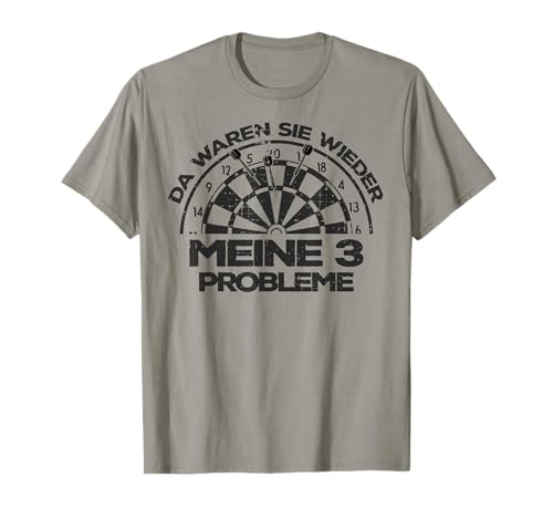 Dart "Meine 3 Probleme" Dartscheibe Retro Herren Dart T-Shirt von Retro Dart Champion King Queen Darts Zubehör