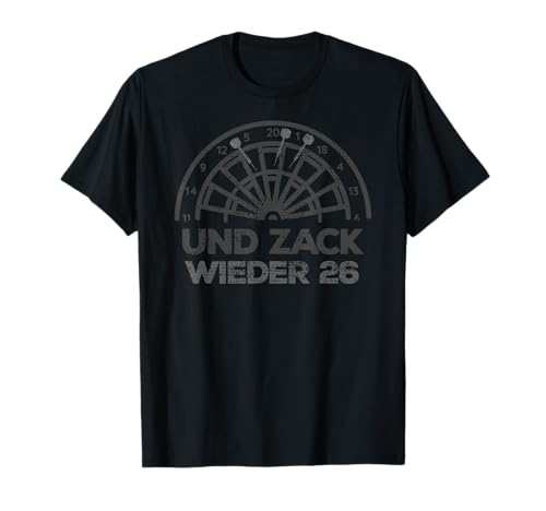 Dart "Und Zack Wieder 26" Dartscheibe Retro Herren Dart T-Shirt von Retro Dart Champion King Queen Darts Zubehör