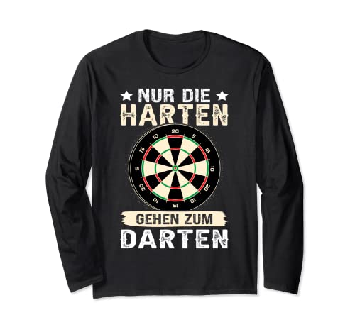 Nur Die Harten Gehen Darten - Retro Dartscheibe Herren Dart Langarmshirt von Retro Dartboard Motifs Funny Vintage Darts Sayings
