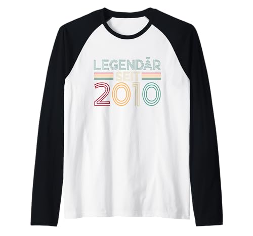 Legendär Seit 2010 Retro Jungs Mädchen 15. Geburtstagsshirt Raglan von Retro Deko Jahrgang Geburtstage Geschenkideen