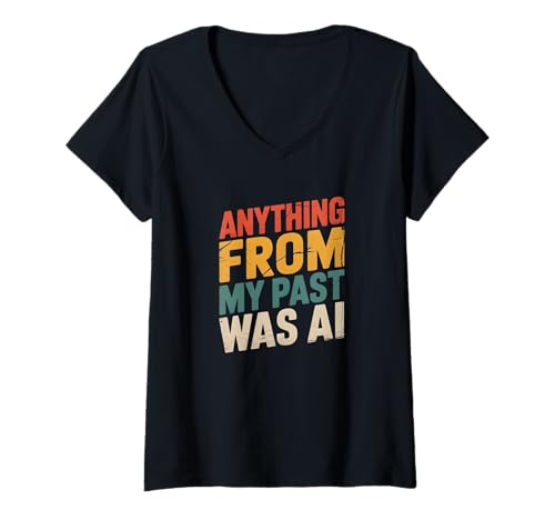 Damen Retro AI Nostalgie Zitat Distressed Vintage Design T-Shirt mit V-Ausschnitt von Retro Design, Vintage Quote