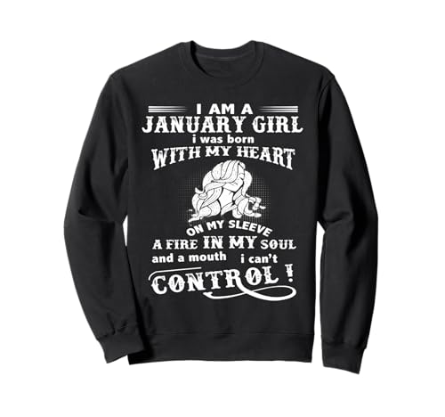 Ich Bin EIN Januar-Mädchen Ich wurde mit Meinem Herzen auf dem Ärmel geboren Sweatshirt Ich Bin EIN Januar-Mädchen Ich wurde mit Meinem Herzen auf dem Ärmel geboren Sweatshirt von Retro Design Birthday Lady Woman Tee