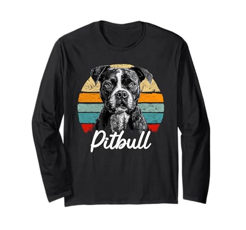 Pitbull Hundeliebhaber Vintage Retro Stil Männer Frauen Langarmshirt von Retro Design Pitbull Dog Men Women