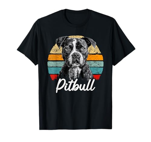 Pitbull Hundeliebhaber Vintage Retro Stil Männer Frauen T-Shirt von Retro Design Pitbull Dog Men Women