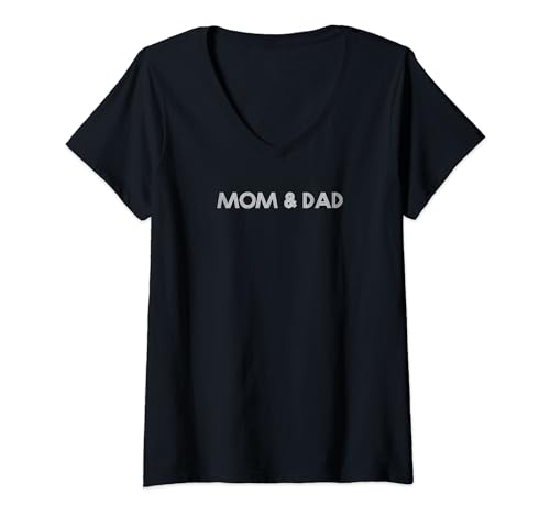 Damen Mama & Papa | Positives Familienzitat | Glück und Freude T-Shirt mit V-Ausschnitt von Retro Designz