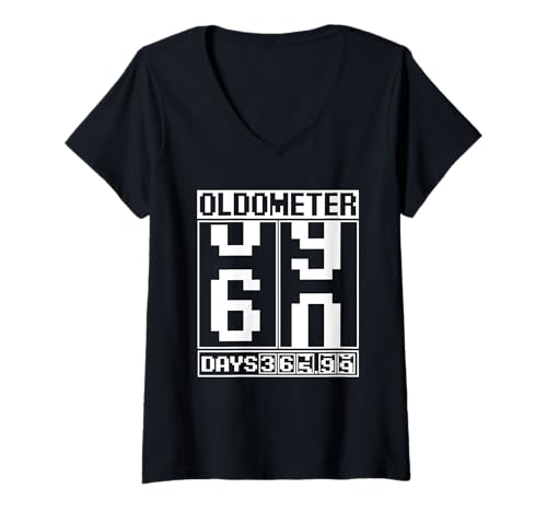 Damen Oldometer 66 Days 365.99 Lustige Meilenstein Zahl Geburtstag T-Shirt mit V-Ausschnitt Damen Oldometer 66 Days 365.99 Lustige Meilenstein Zahl Geburtstag T-Shirt mit V-Ausschnitt von Retro Digital Countdown Humor Oldometer Senioren