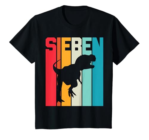 7. Geburtstag Retro Dino Junge Mädchen Dinosaurier T-Shirt von Retro Dino KinderGeburtstag Dinosaurier Designs