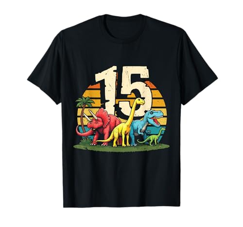 15. Geburtstag Dinosaurier 15 Jahre Jungs Mädchen Dinos T-Shirt 15. Geburtstag Dinosaurier 15 Jahre Jungs Mädchen Dinos T-Shirt von Retro Dinosaurier Geburtstag Jungs Mädchen Dino
