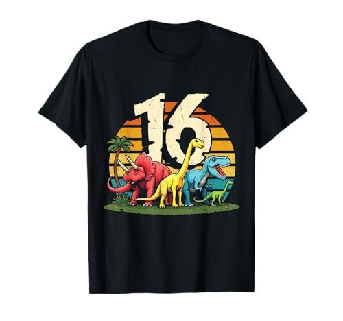 16. Geburtstag Dinosaurier 16 Jahre Jungs Mädchen Dinos T-Shirt 16. Geburtstag Dinosaurier 16 Jahre Jungs Mädchen Dinos T-Shirt von Retro Dinosaurier Geburtstag Jungs Mädchen Dino