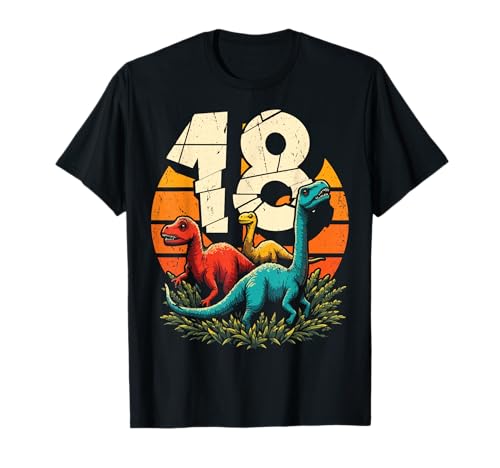 18. Geburtstag Dinosaurier 18 Jahre Männer Frauen Dinos T-Shirt 18. Geburtstag Dinosaurier 18 Jahre Männer Frauen Dinos T-Shirt von Retro Dinosaurier Geburtstag Jungs Mädchen Dino