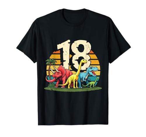 18. Geburtstag Dinosaurier 18 Jahre Männer Frauen Dinos T-Shirt 18. Geburtstag Dinosaurier 18 Jahre Männer Frauen Dinos T-Shirt von Retro Dinosaurier Geburtstag Jungs Mädchen Dino