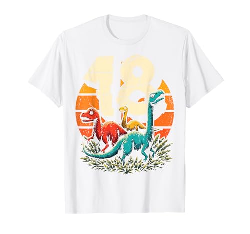 18. Geburtstag Dinosaurier 18 Jahre Männer Frauen Dinos T-Shirt 18. Geburtstag Dinosaurier 18 Jahre Männer Frauen Dinos T-Shirt von Retro Dinosaurier Geburtstag Jungs Mädchen Dino