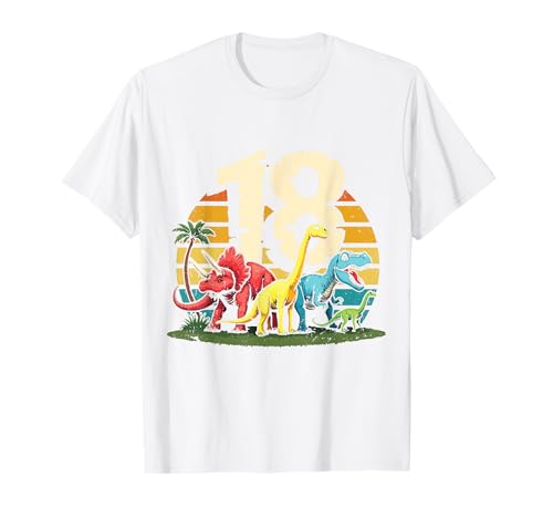 18. Geburtstag Dinosaurier 18 Jahre Männer Frauen Dinos T-Shirt 18. Geburtstag Dinosaurier 18 Jahre Männer Frauen Dinos T-Shirt von Retro Dinosaurier Geburtstag Jungs Mädchen Dino