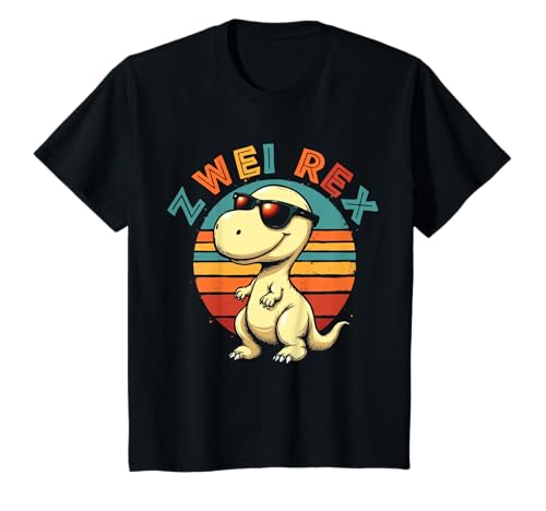 2. Geburtstag Dinosaurier 2 Jahre Jungs Mädchen Dino T-Shirt von Retro Dinosaurier Geburtstag Jungs Mädchen Dino