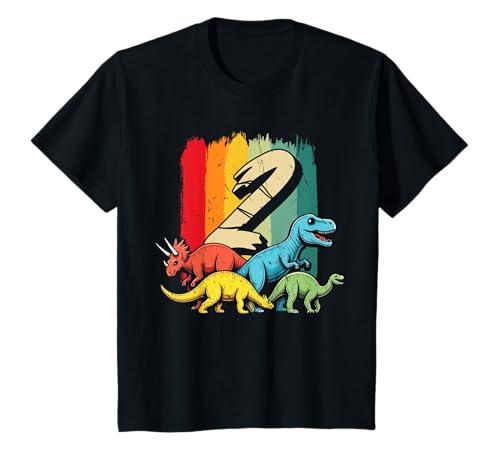 2. Geburtstag Dinosaurier 2 Jahre Jungs Mädchen Dinos T-Shirt von Retro Dinosaurier Geburtstag Jungs Mädchen Dino