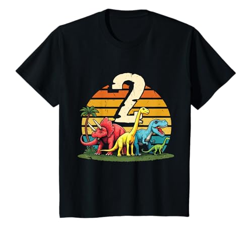 2. Geburtstag Dinosaurier 2 Jahre Jungs Mädchen Dinos T-Shirt von Retro Dinosaurier Geburtstag Jungs Mädchen Dino