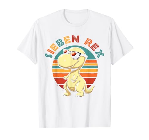 7. Geburtstag Dinosaurier 7 Jahre Jungs Mädchen Dino T-Shirt von Retro Dinosaurier Geburtstag Jungs Mädchen Dino