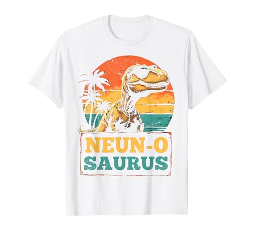 9. Geburtstag Dinosaurier 9 Jahre Jungs Mädchen Dino T-Shirt von Retro Dinosaurier Geburtstag Jungs Mädchen Dino