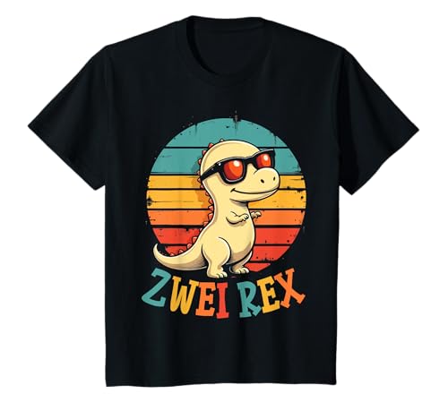 Kinder 2. Geburtstag Dinosaurier 2 Jahre Jungs Mädchen T-Shirt von Retro Dinosaurier Geburtstag Jungs Mädchen Dino