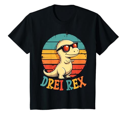 Kinder 3. Geburtstag Dinosaurier 3 Jahre Alt Jungs Mädchen Dino T-Shirt von Retro Dinosaurier Geburtstag Jungs Mädchen Dino