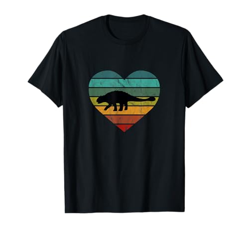 Dinosaurier Herz Kinder Dino Saurier Ich liebe Ancylosaurus T-Shirt von Retro Dinosaurier Silhouetten für jung und alt