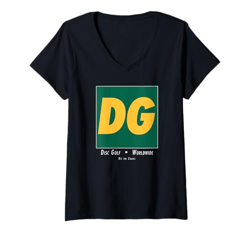 Damen Discgolf DG Retro-Logo im minimalistischen Vintage-Look T-Shirt mit V-Ausschnitt Damen Discgolf DG Retro-Logo im minimalistischen Vintage-Look T-Shirt mit V-Ausschnitt von Retro Disc Golf Club