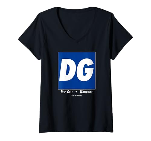 Damen Discgolf DG Retro-Logo im minimalistischen Vintage-Look T-Shirt mit V-Ausschnitt Damen Discgolf DG Retro-Logo im minimalistischen Vintage-Look T-Shirt mit V-Ausschnitt von Retro Disc Golf Club