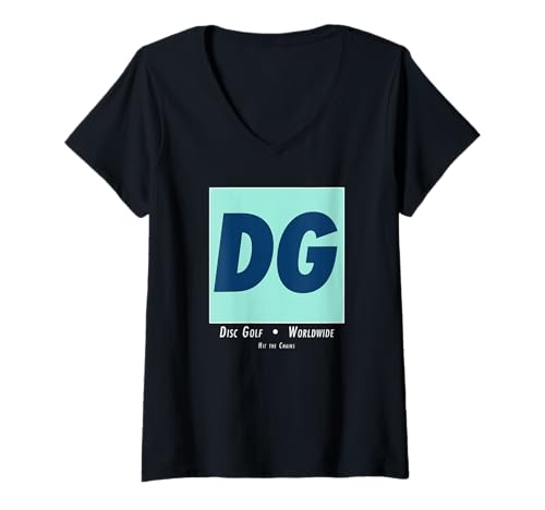 Damen Discgolf DG Retro-Logo im minimalistischen Vintage-Look T-Shirt mit V-Ausschnitt Damen Discgolf DG Retro-Logo im minimalistischen Vintage-Look T-Shirt mit V-Ausschnitt von Retro Disc Golf Club
