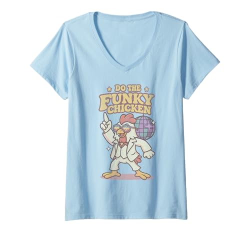 Damen Disco Do The Funky Chicken T-Shirt mit V-Ausschnitt Damen Disco Do The Funky Chicken T-Shirt mit V-Ausschnitt von Retro Disco Wear