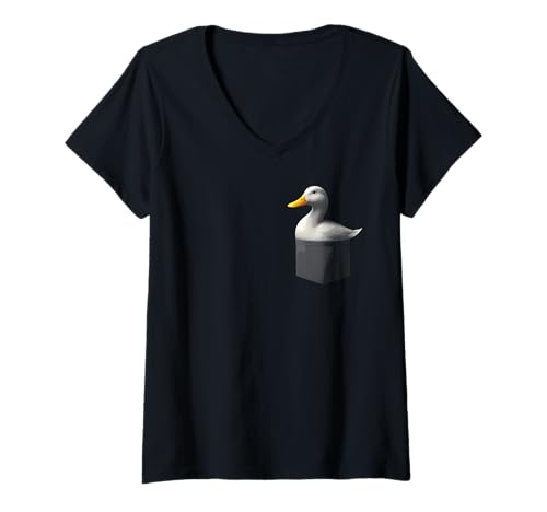 Damen Ente in Tasche – lustiger süßer Entenliebhaber T-Shirt mit V-Ausschnitt Damen Ente in Tasche – lustiger süßer Entenliebhaber T-Shirt mit V-Ausschnitt von Retro Duck Apparel Gifts