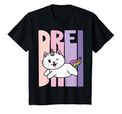 Kinder 3. Geburtstag Mädchen Süßes Caticorn Einhorn Katze Motiv T-Shirt Kinder 3. Geburtstag Mädchen Süßes Caticorn Einhorn Katze Motiv T-Shirt von Retro Einhorn Kätzchen Mädchen KinderGeburtstag