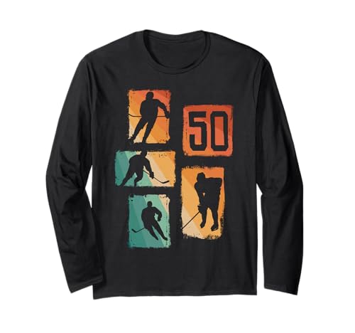 50. Geburtstag Eishockey 50. Jahre Männer Spieler Retro Langarmshirt von Retro Eishockey Geburtstag Jungs Männer Geschenk