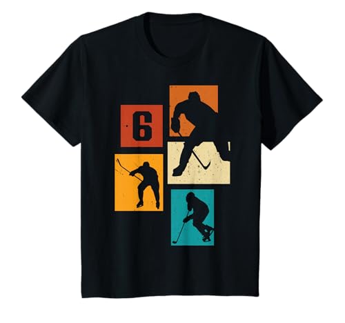 Kinder 6. Geburtstag Eishockey 6. Jahre Jungs Spieler Retro T-Shirt von Retro Eishockey Geburtstag Jungs Männer Geschenk