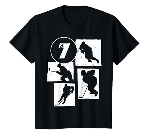 Kinder 7. Geburtstag Eishockey 7. Jahre Jungs Spieler Retro T-Shirt von Retro Eishockey Geburtstag Jungs Männer Geschenk