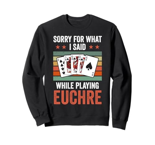 Euchre Bash Design Männer Frauen Karten Spieleabend Sweatshirt von Retro Euchre Karten Outfit