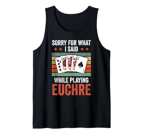 Euchre Bash Design Männer Frauen Karten Spieleabend Tank Top von Retro Euchre Karten Outfit