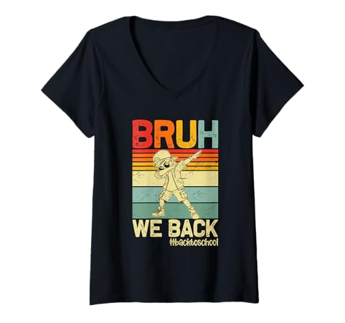 Damen Bruh, wir kehren zurück zur Schule im Retro-Stil T-Shirt mit V-Ausschnitt Damen Bruh, wir kehren zurück zur Schule im Retro-Stil T-Shirt mit V-Ausschnitt von Retro Expressions