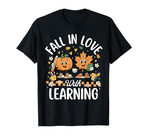 Retro Fall In Love with Learning Autumn Pumpkin Teacher Kids T-Shirt Retro Fall In Love with Learning Autumn Pumpkin Teacher Kids T-Shirt von Retro Fall Autumn Thanksgiving School Vibes Tee