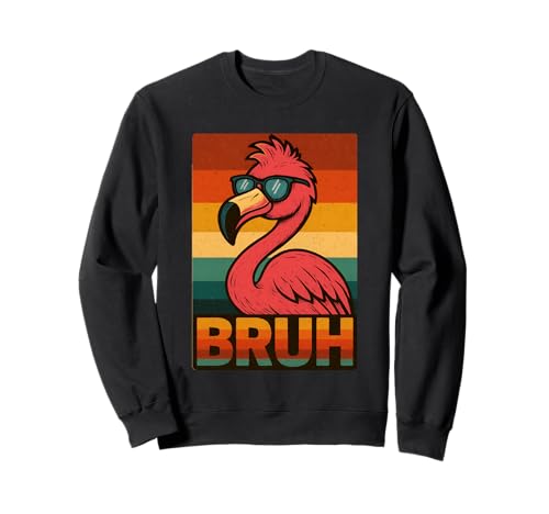 Lustiges Flamingo Bruh Shirt Retro Flamingo Grafik Herren Damen Sweatshirt von Retro Flamingo Bruh in Sunglasses Flamingo Lovers