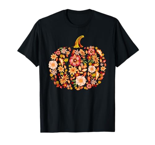 Floral Fall Chinoiserie Kürbis, Thanksgiving Frauen Mädchen T-Shirt Floral Fall Chinoiserie Kürbis, Thanksgiving Frauen Mädchen T-Shirt von Retro Floral Fall Chinoiserie Pumpkin Tees Gifts
